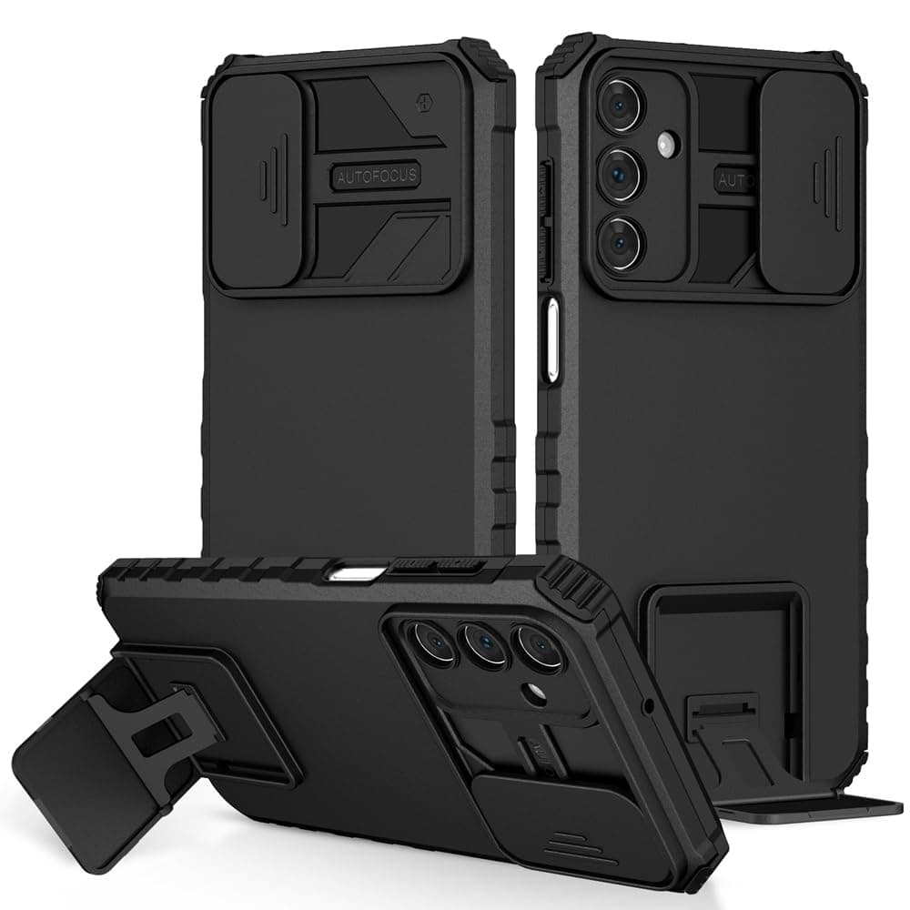 ShieldTech Back Cover Case for Samsung Galaxy A55 5G | Sliding Camera Shield | Stereoscopic Stand | 360° Protection Mobile Phone Case Cover for Samsung Galaxy A 55 / A55 5G | New PC, Black Back Cover