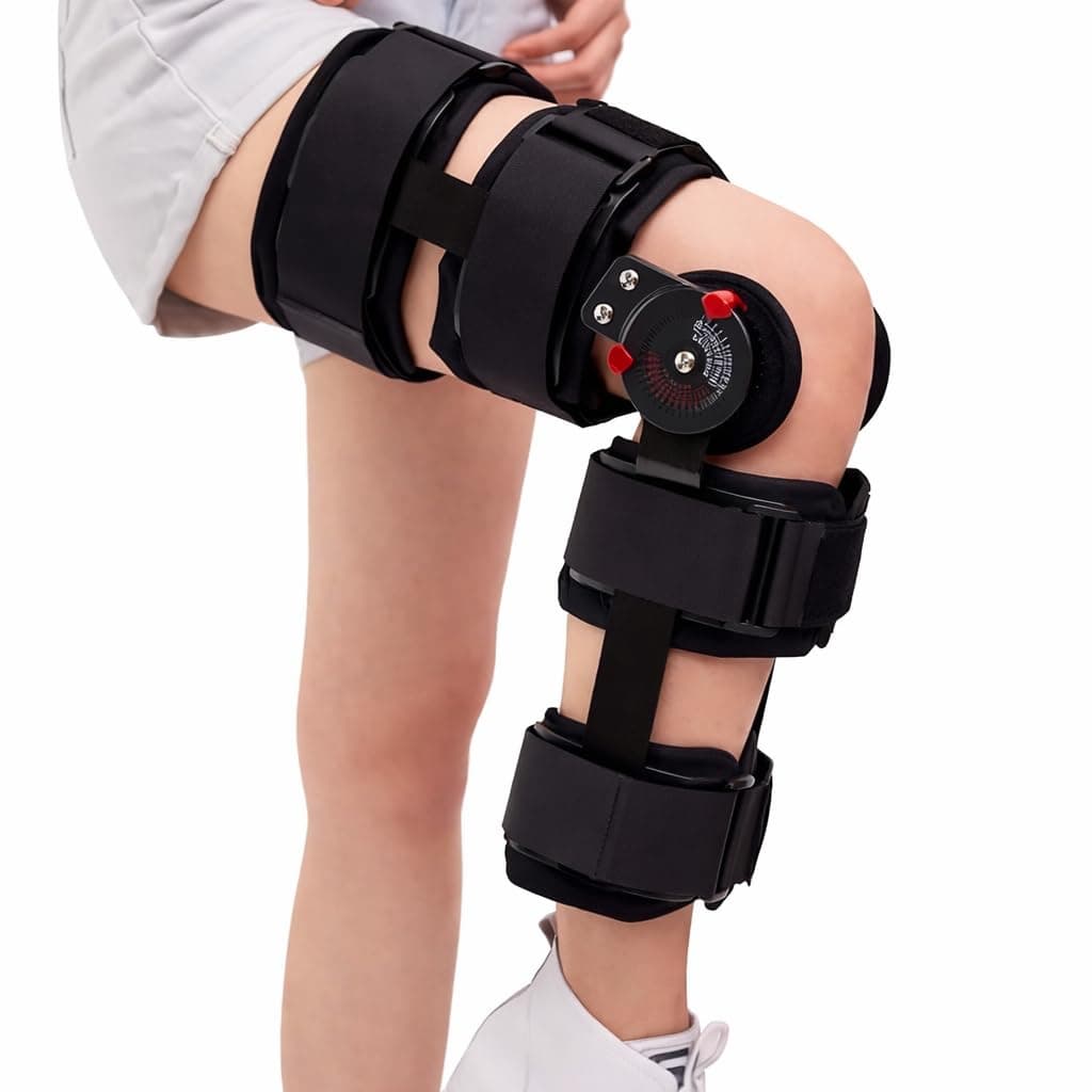 DIALDRCARE Hinged Knee Brace Leg Support Protector Medical Meniscus Tear Recovery Stabilizer (Black)