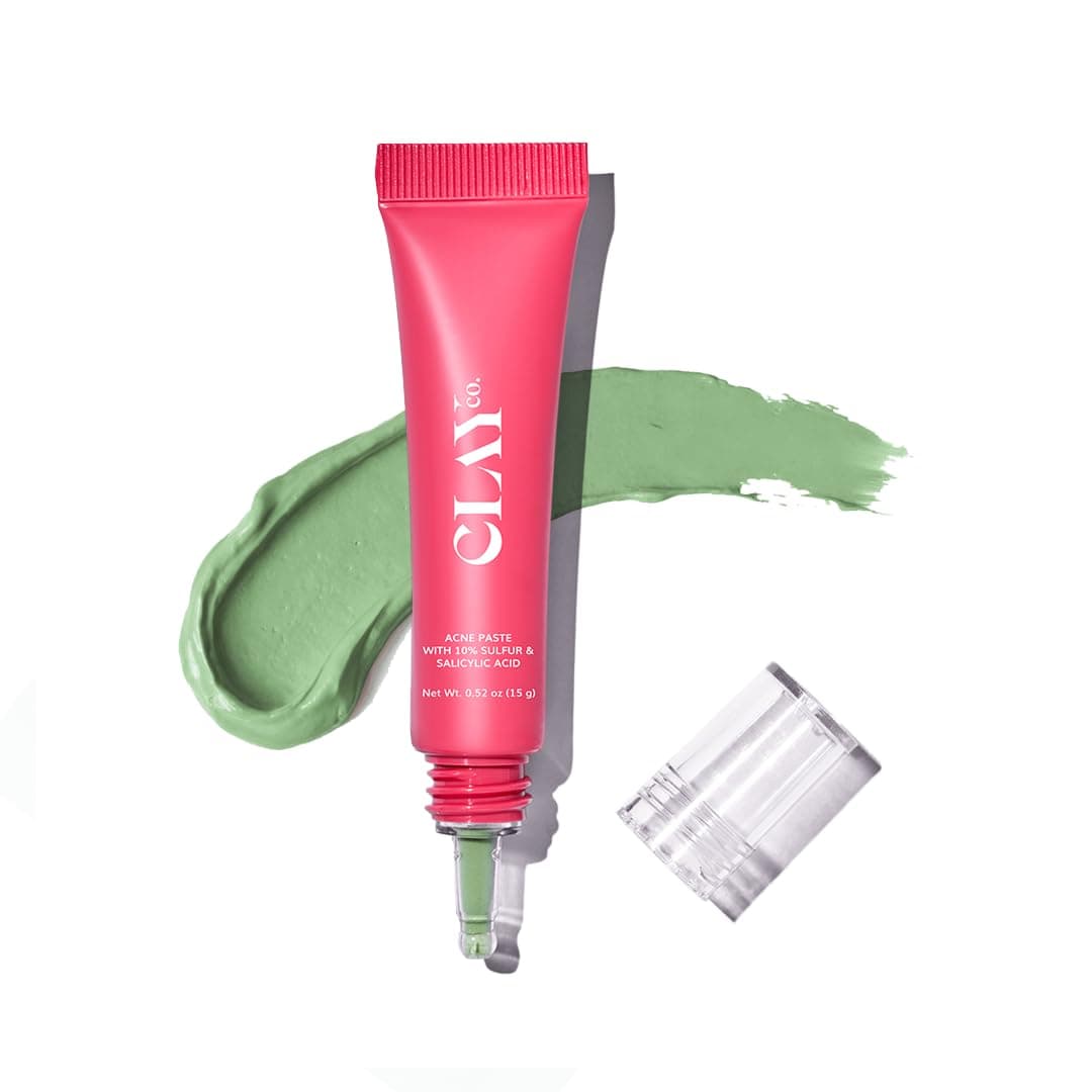 ClayCo Acne Spot Treatment Paste with 10% Sulfur & Salicylic Acid | Helps Dry Active Pimples, Unclog Pores & Control Excess Oil