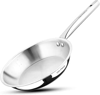 BERGNER Tripro Triply Stainless Steel 24cm Frypan, Durable Sturdy Handle, Consumes Less Oil, Healthy Cooking, Faster and Even Heat Distribution, Easy to Clean - Induction and Gas Stove Ready