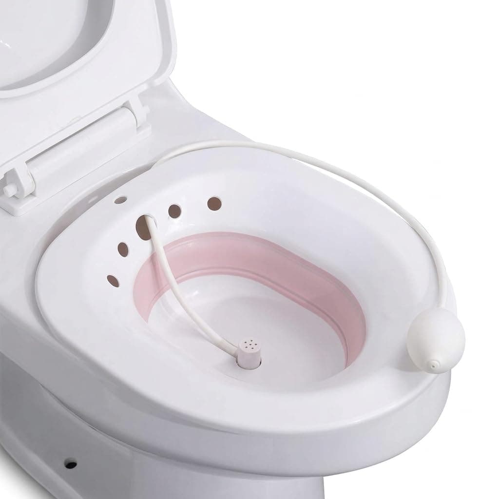 INTERIA Sitz Bath Tub for Toilet Seat with Pump Flusher - Postpartum Care, Hemorrhoids, Piles Relief Portable & Foldable Tub for Adult