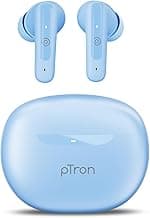 pTron Bassbuds Astra in-Ear TWS Earbuds w/Stereo Sound, 34Hrs Playtime, Stereo Calls, Custom EQ, Mobile App, BTv5.3 Headphones, Touch Control, Voice Assistant, Type C Charging & IPX4 (Light Blue)