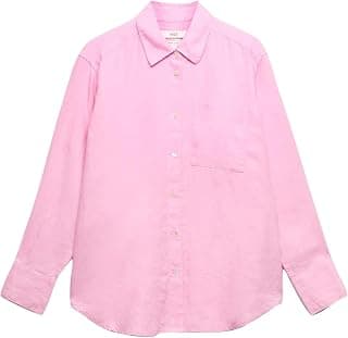 Marks & Spencer Solid Pink Linen Womens Spread Collar Long Sleeves Regular Fit Shirt