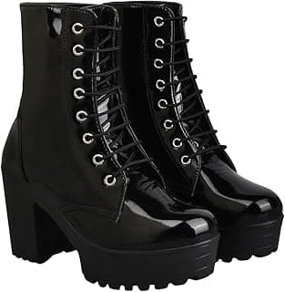 Shoetopia Women & Girls Lace Up Block Heeled Western Boots