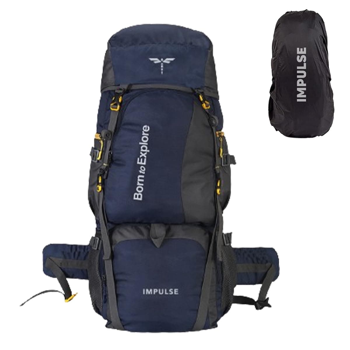 Impulse 4 Compartment Rucksack Bags 80 Litres Travel Bag For Men Tourist Bag For Travel Backpack For Hiking Trekking Bag For Men Camping Curve N Blue With 1 Year Warranty