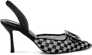 London Rag Women's Mesh Checkered Pointy Stiletto Heels