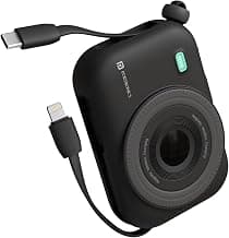 Portronics Power Shutter 10000mAh 15W Magnetic Wireless Fast Charging Powerbank with in-Built Type C & 8 Pin Cable, 22.5W Type C PD Output, Type C Bidirectional Port, LED Display (Black)