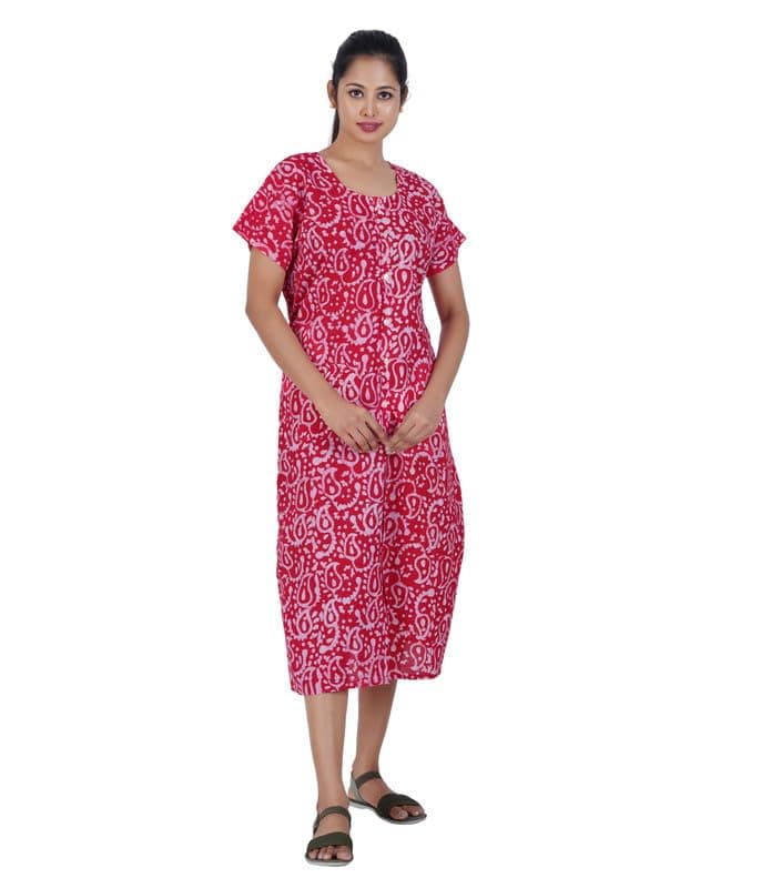 MENMAII Women's [L-4XL] Full Open/Front Buttoned [a Kind of Adaptive Clothing] Multipurpose Nighty for Maternity/Pregnancy/Elderly/Patient/Feeding/Hospital Purpose Nighty_ Calf Length