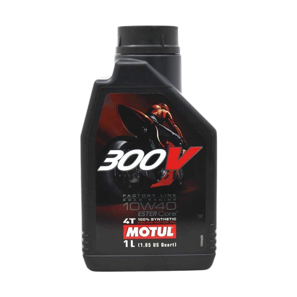 Motul 300V Factory Line Ester Core Fully Synthetic 10W-40 Petrol Engine Oil for Bikes (1 L | 104118)