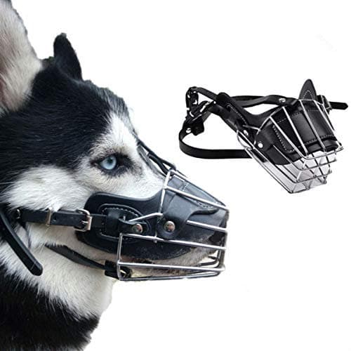 PSK PET MART Adjustable Strap Iron Muzzle Cum Mouth Cover Mask Basket Cage | Pet Safety Collar for Anti Biting Dog (X-Small, Black)