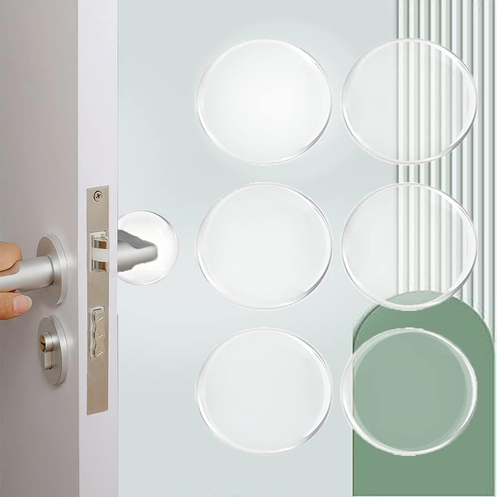 Swopply Protector Door Knob Rubber Door Stopper 6 PCS Clear Round Door Knob Bumper Cover Self Adhesive Guard for Doors Handles Cabinets Furniture Corners Refrigerator