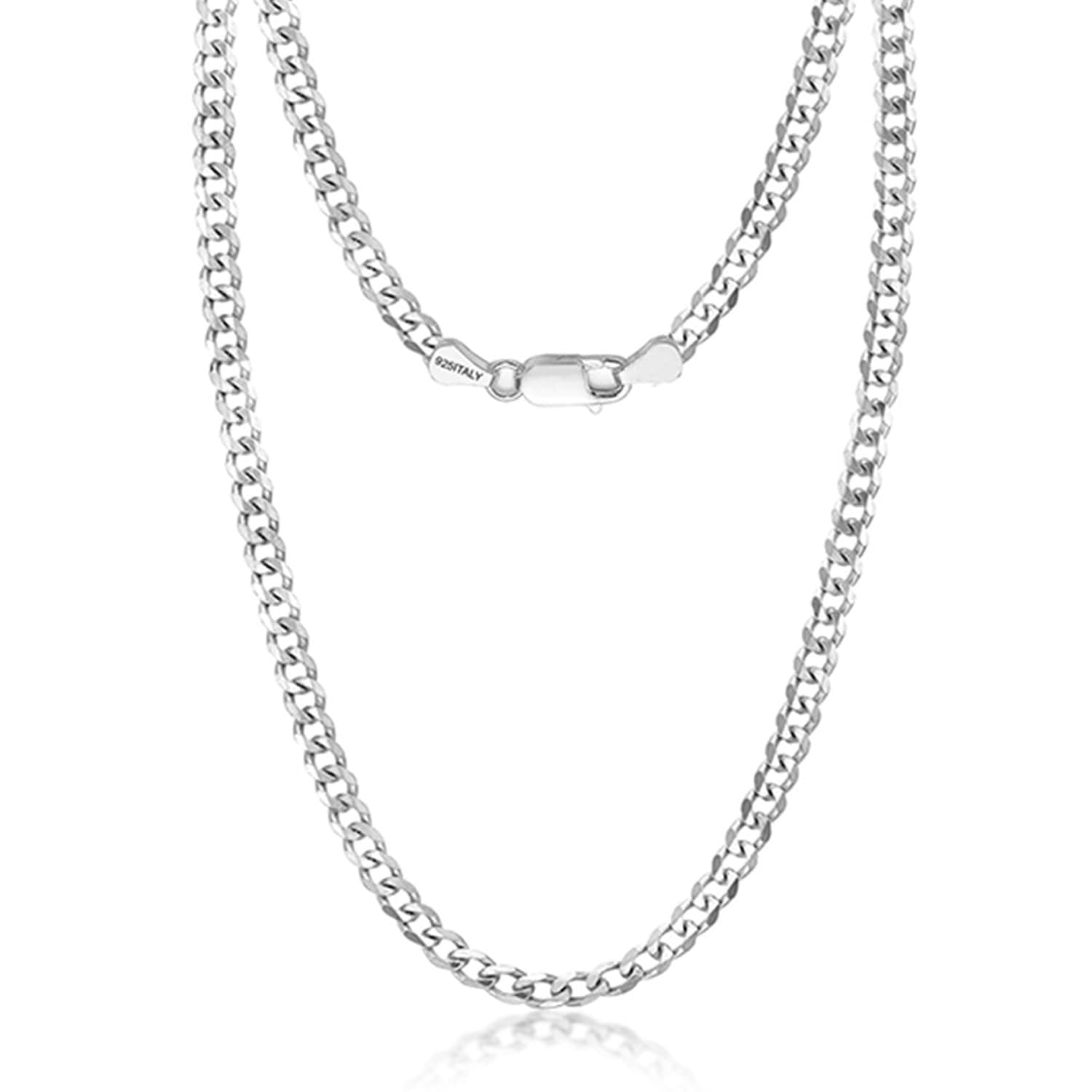 TRUESILVER ACPL Solid 925 Sterling Silver 4mm Figaro Chain Necklace | BIS Hallmarked Sterling Silver Diamond Cut Solid Figaro Link Chain Necklace for Men Women 22 Inches