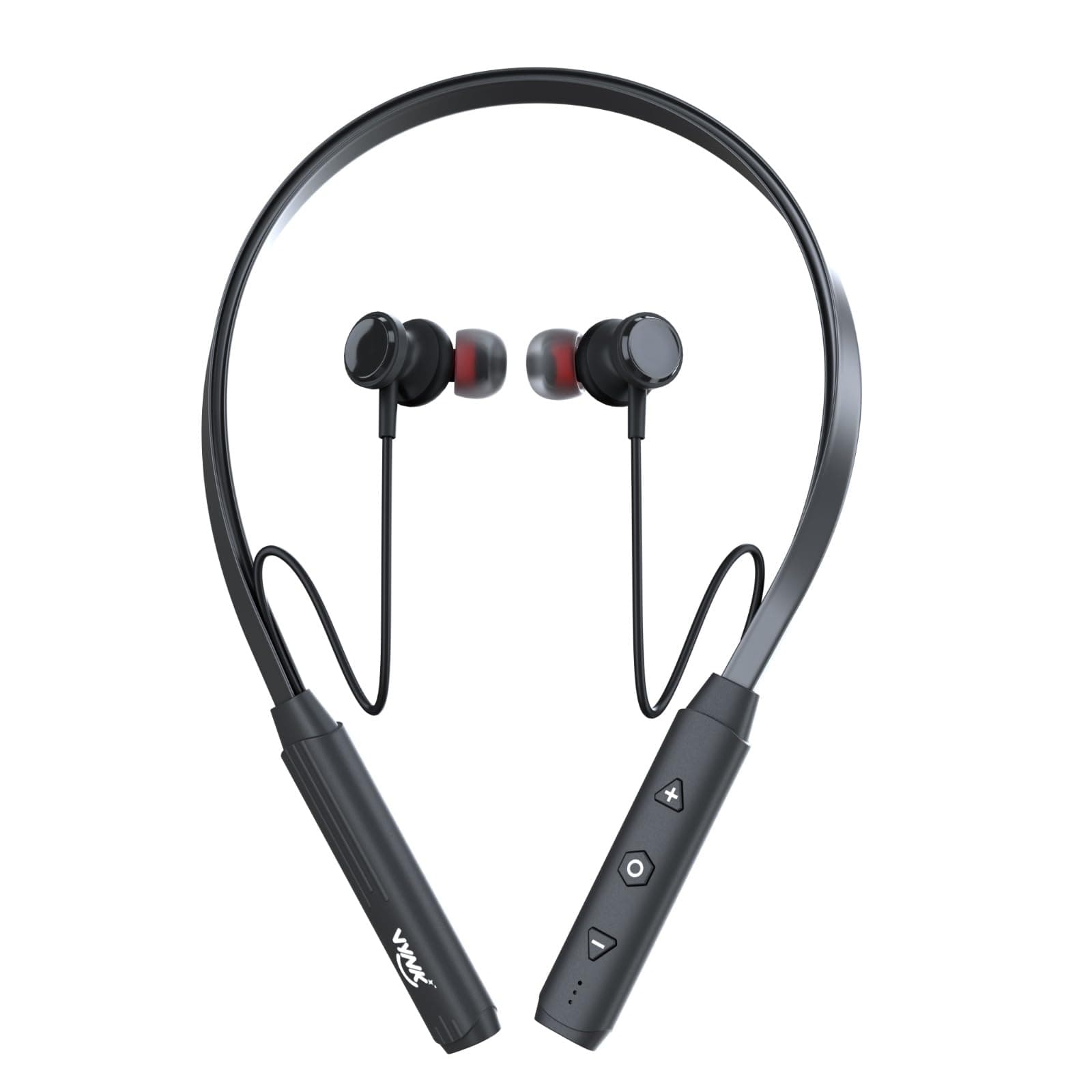 Vynk Carbon Bluetooth 5.2 Neckband with 10mm Copper Driver, Type-C Fast Charging, 35H Playtime, IPX5 Waterproof, Magnetic Design, Clear Crystal Sound, Voice Assistant & Qualcomm IC Protection