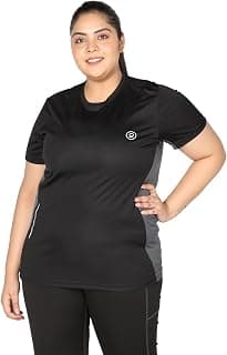 CHKOKKO Plus Size Gym Tshirt for Women Workout Dry Fit t Shirt Sports Tshirt Lightweight Round Neck Breathable Half Sleeve Activewear Mesh Running Yoga Tops for Woman