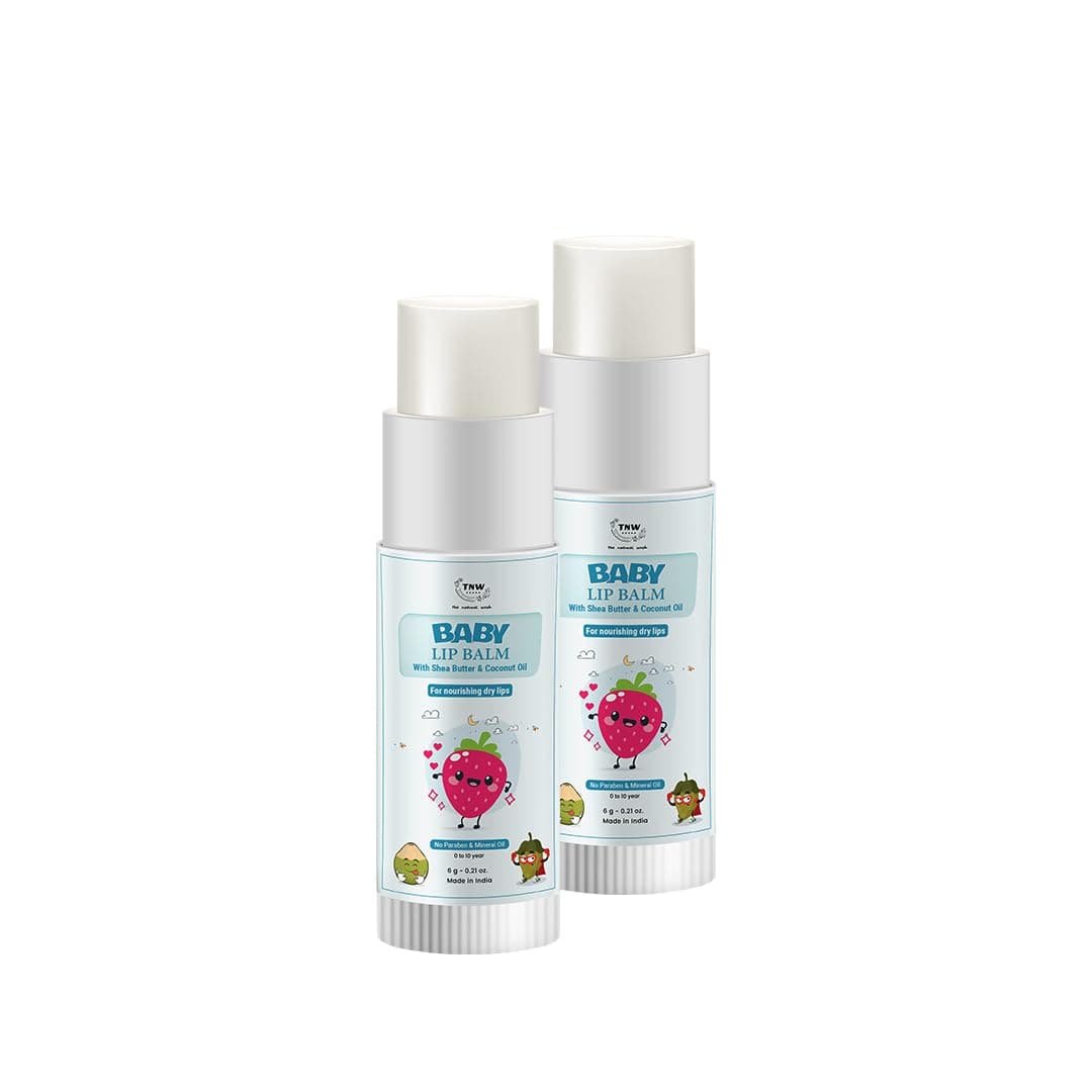 TNW-THE NATURAL WASH Baby Lip Balm for Nourishing Dry Lips | For Kids Babies Age 0-10 Years| with 12 Hour Moisturization with Shea Butter & Coconut Oil -6g (Pack Of 2)
