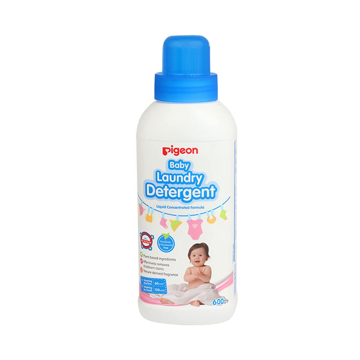 Pigeon Baby Laundry Detergent Liquid 600ml | Gentle on Baby Clothes | Removes Milk Stains & Dirt | Hypoallergenic, Mild Fragrance, Safe for Sensitive Skin