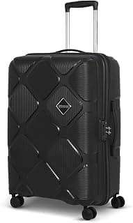 American Tourister Large Instavibe, 79 CM Hard Trolley Bag for Travel Polypropylene Suitcase with Mounted TSA Lock, 8 Wheels Spinner, Flexi Packing Straps, and Side Hooks for Men & Women - Black