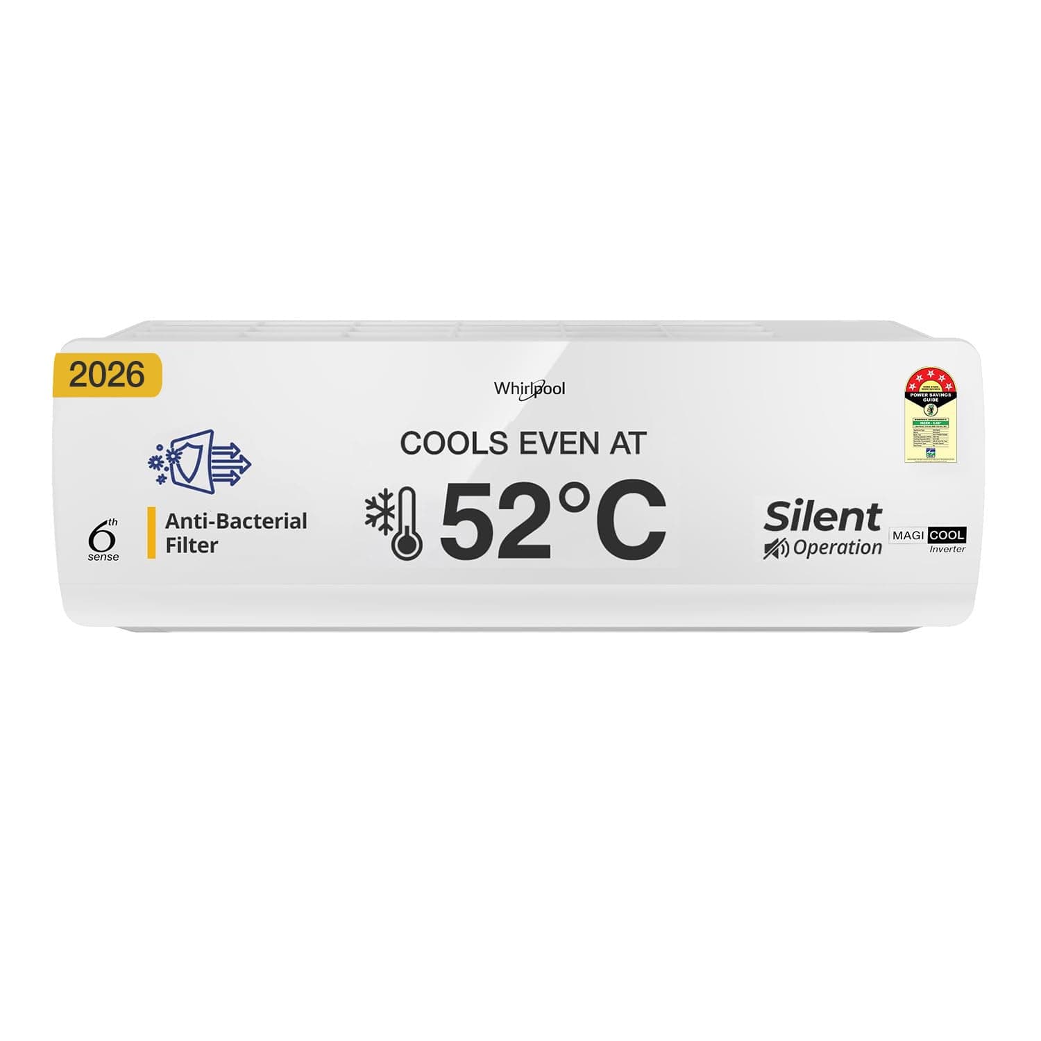 Whirlpool 1.5 Ton 5 Star, New star rated, Magicool Inverter Split AC (MAGICOOL 15T 5S INV CNV S6K3PP0, Copper, Convertible 4-in-1 Cooling Mode, HD Filter White)