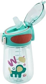 ATTRO Sippy Kids 400Ml Plastic Water Bottle with Fliptop Lid & Straw Kids Bottle Ml Mention for Daily Water Intake BPA Free, Leakproof - Green