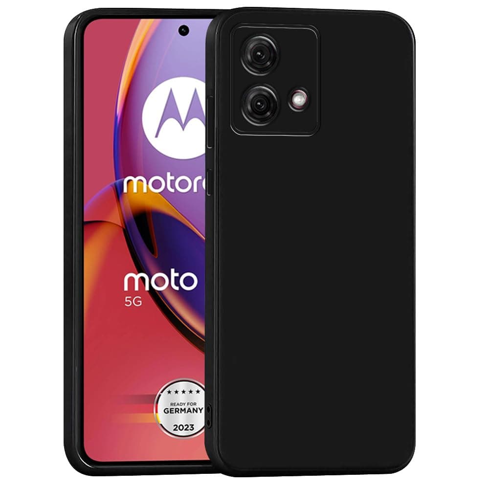 amazon basics Mobile Cover for Motorola Moto G84 5G | Full Camera Protection | Premium Liquid Silicon Case | Flexible Bumper Case for Motorola Moto G84 5G (Black)