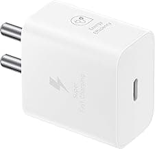 Samsung Original 25W USB Type-C Travel Adaptor Without Cable for Google Pixel, Xiaomi, Motorola, iPhone, Samsung Galaxy Tab S/A Series, Galaxy S10/M54/M55/A80/A90/S25/S24, White