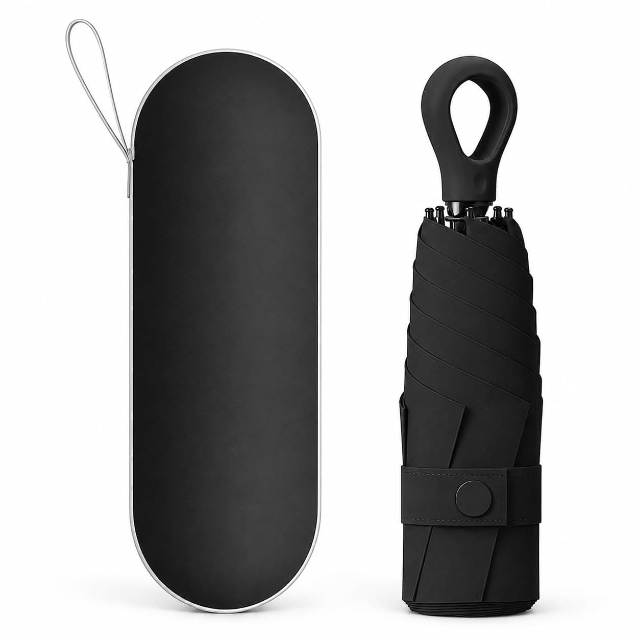 PESOMA Mini Umbrella with Case for Men & Women (Manual Open) Compact Travelling Pocket Umbrella, Polyester & UV Protect Fabric for Summer/Anti-Slip Handle- Use in Rain & Summer-Foldable Windshield
