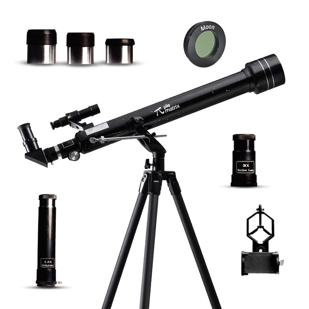 Pie Matrix Phoenix 60700 Astronomical land & Sky Refractor Telescope with 175x Ultra Zoom,Fully Coated Glass Optics, Alt-Az Mount,Professionals to Explore Moon,Saturn Rings, Planets & Deep Sky Objects