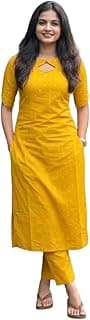 ANNI DESIGNER Women's Viscose Straight Printed Kurta with Pant | Ethnic Indian Kurta Set | Round Neck Keyhole Design | Elbow Sleeve Traditional Dress | Office Occasion Outfit