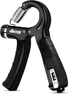 FitBox Sports Adjustable Hand Grip (5kg - 60kg) Strengthener with Counter for Men & Women for Gym Workout Hand Exercise Equipment to Use in Home for Forearm Exercise (Black) Stainless Steel Spring