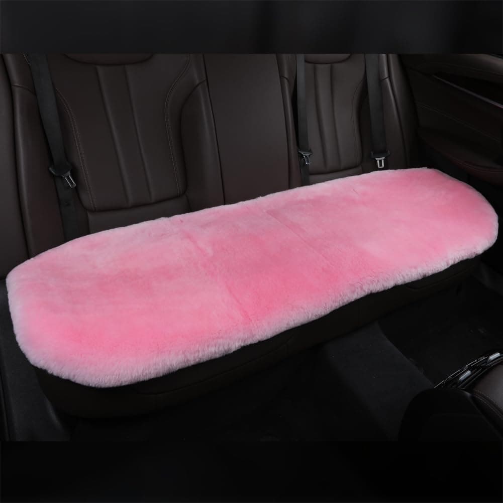 Fluffy's Genuine Sheepskin Car Seat Cover for Auto Fuzzy Interior Accessories Cushion with Soft Natural Fur Non-Slip (Pink, Back (17 X 53) Inches)