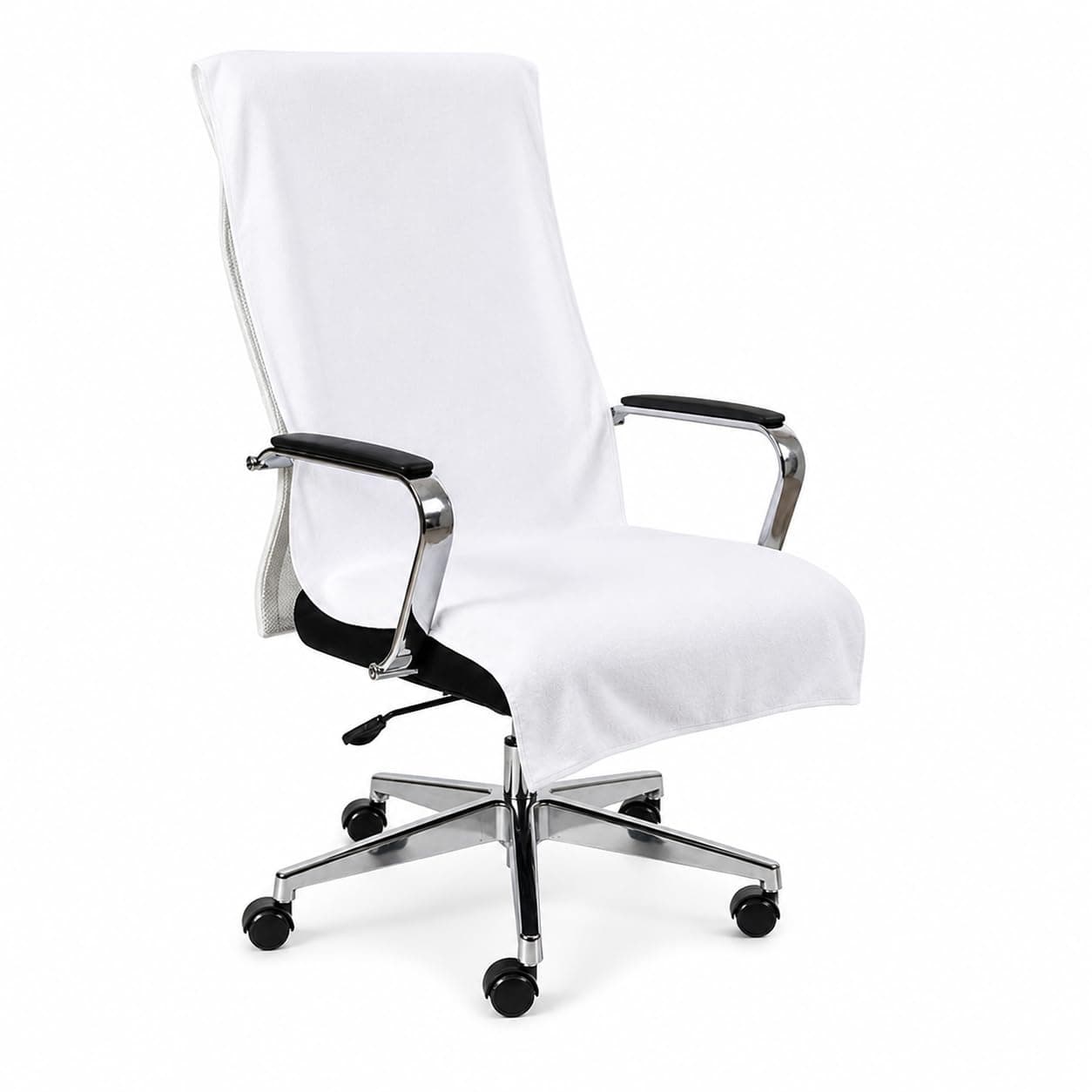 VVIP Home 100% Cotton Luxury Office Chair Towel with Tie Knot,Chair Cover for Office Chair,550 GSM, White