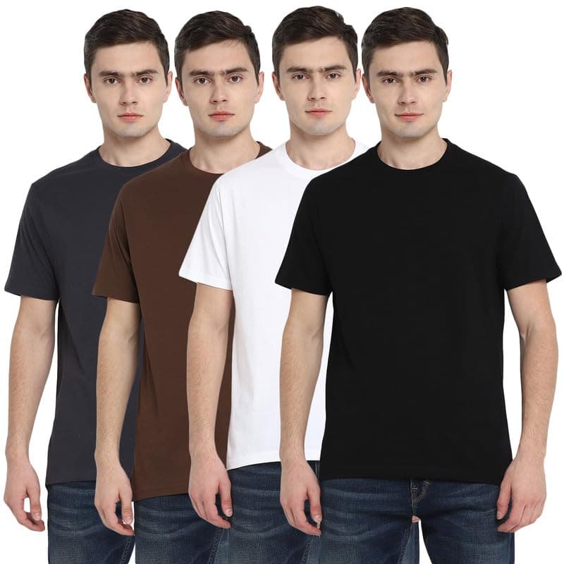 Aventura Outfitters Men's Round Neck 100% Cotton T-Shirt (Pack of 4)
