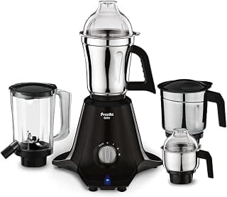 Preethi Boltz 1000 Watts Mixer Grinder, 4 Jars (3 Stainless Steel Jars, Blender Jar), Powerful Grinding for Masalas, Chutneys and Batters, 2 Year Warranty, Lifelong Free Service, Black