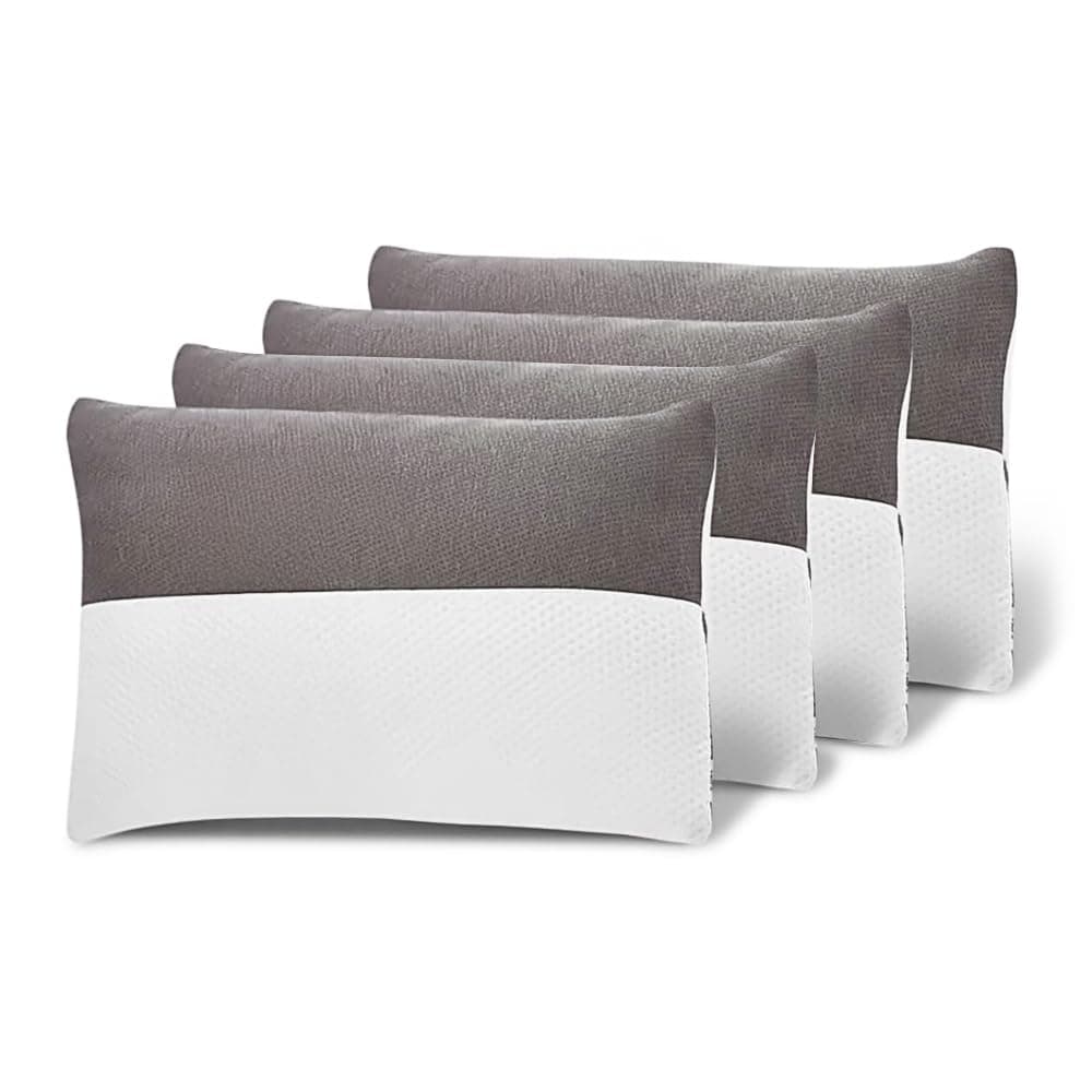 Wakefit Sleeping Pillow | Height Adjustable | Soft & Fluffy Comfort | White & Grey | 27 x 16 Inch | Set of 4 |Free Extra Filling for Custom Comfort