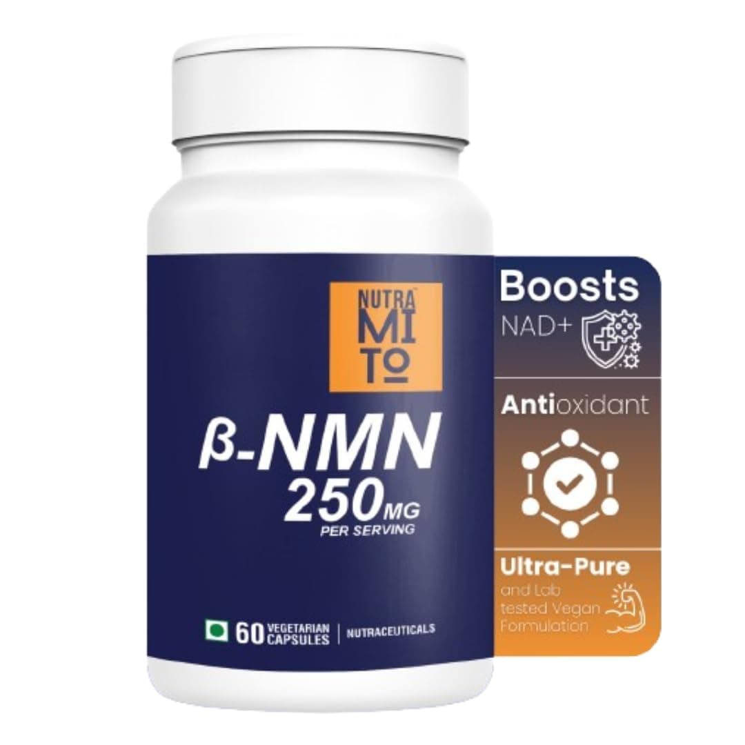 Nutramito NMN Supplement | 60 Veg Capsules | 250mg Beta NMN | NAD+ Booster | 99% Pure for Energy, Strength & Focus, Healthy Aging
