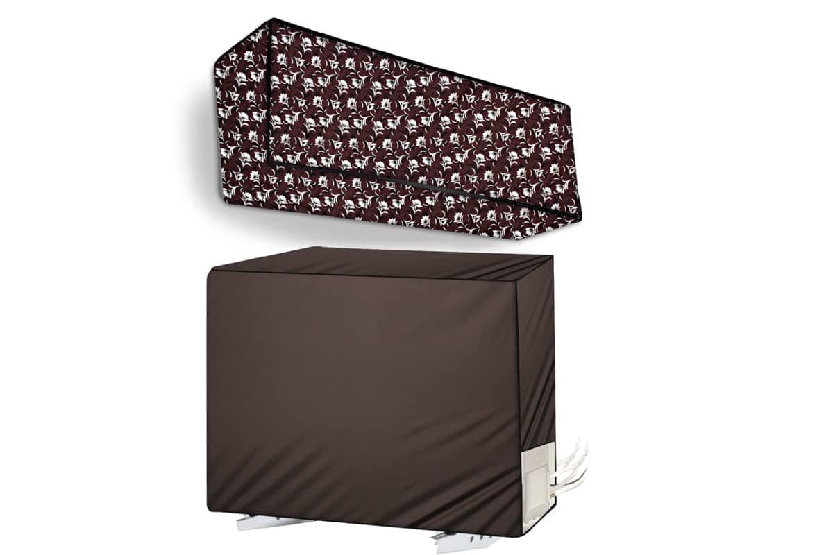 Stylista split ac cover set of indoor and outdoor unit Compatible for 1.5 Ton HITACHI ZUNOH RSOG318HFDO FLORAL COFFEE