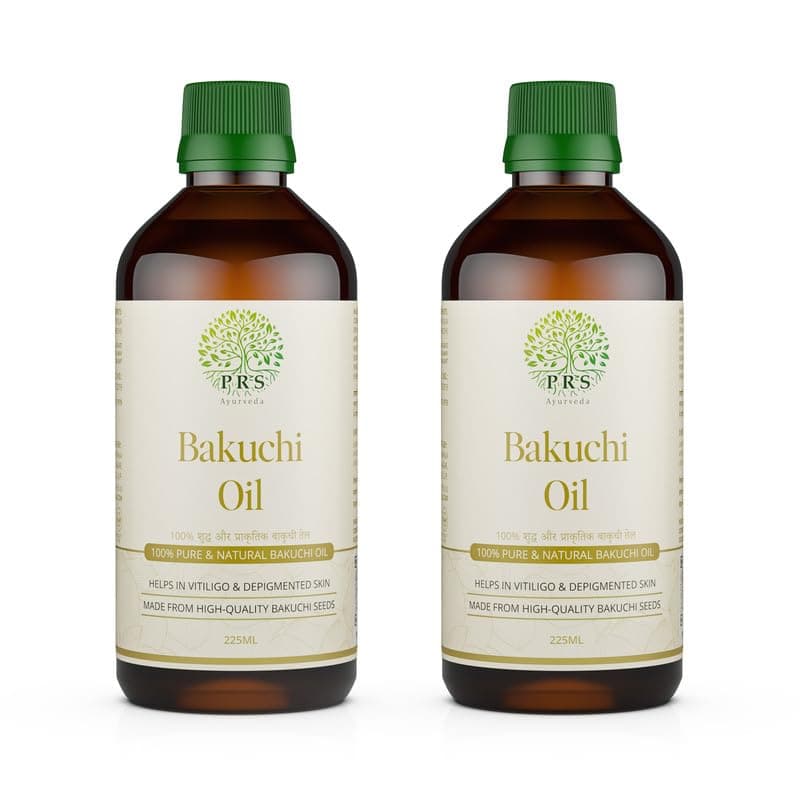 PRS Ayurveda Bakuchi Oil (Psoralea Corylifolia) 225 ml - Pack of 2 - Pure and Natural Ayurvedic Oil for Vitiligo & White Skin Patches - Natural Therapeutic Grade for Hair and Skin