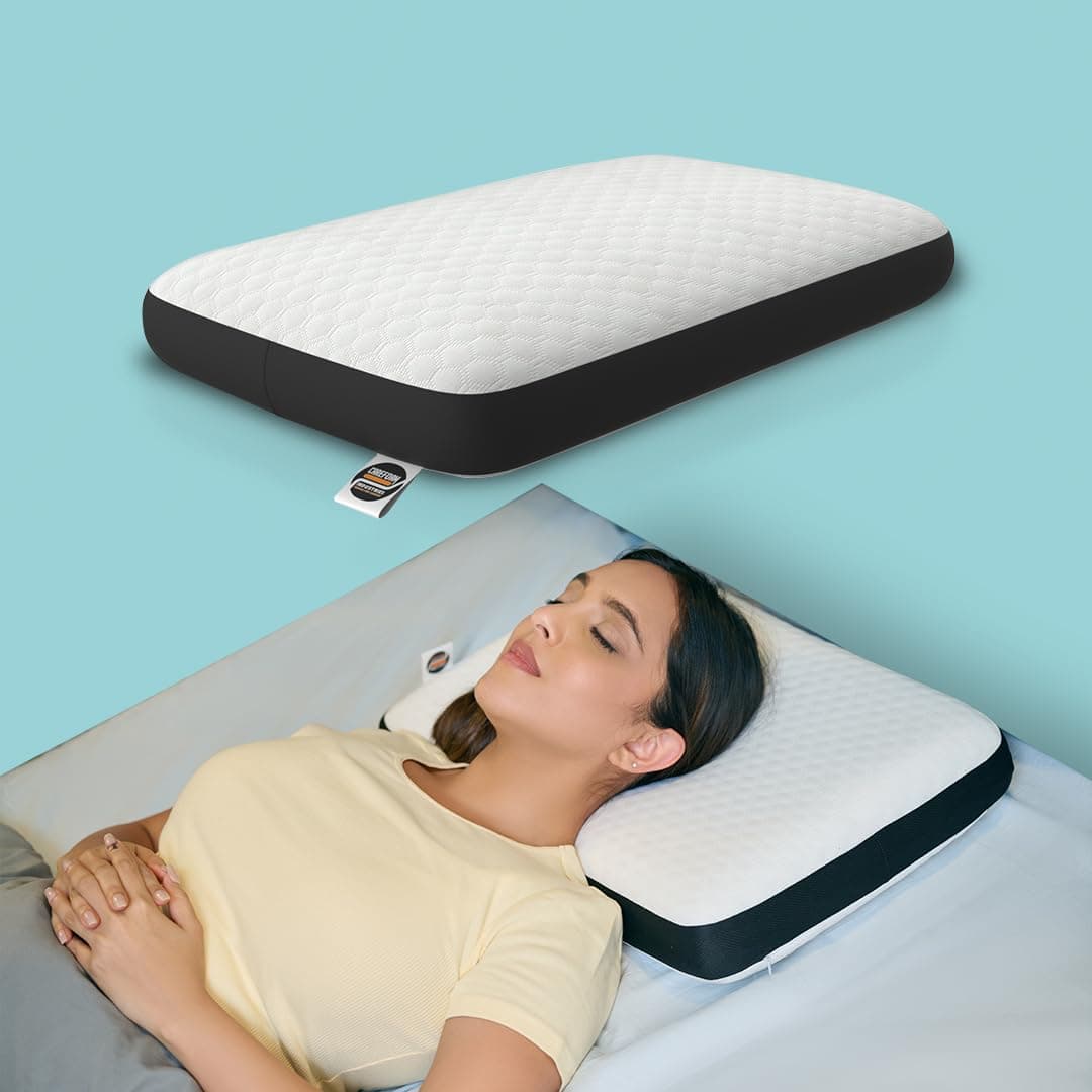 CareFoam Orthopedic Memory Foam Pillow for Comfortable Sleep, Neck & Shoulder Pain Relief with Removable Zipper White Jacquard Cover 20 x 13 x 4 Inch Pack of 2