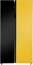 Haier 602L, 3-Star, Vogue 100% Convertible Fridge Space, Expert Inverter 2-Door Side by Side Refrigerator, (HRS-682KYG, Black Yellow Glass)