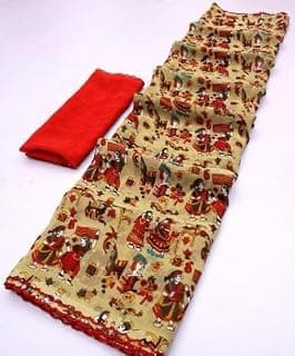 Generic Elegant Printed Georgette Saree with Lace Border