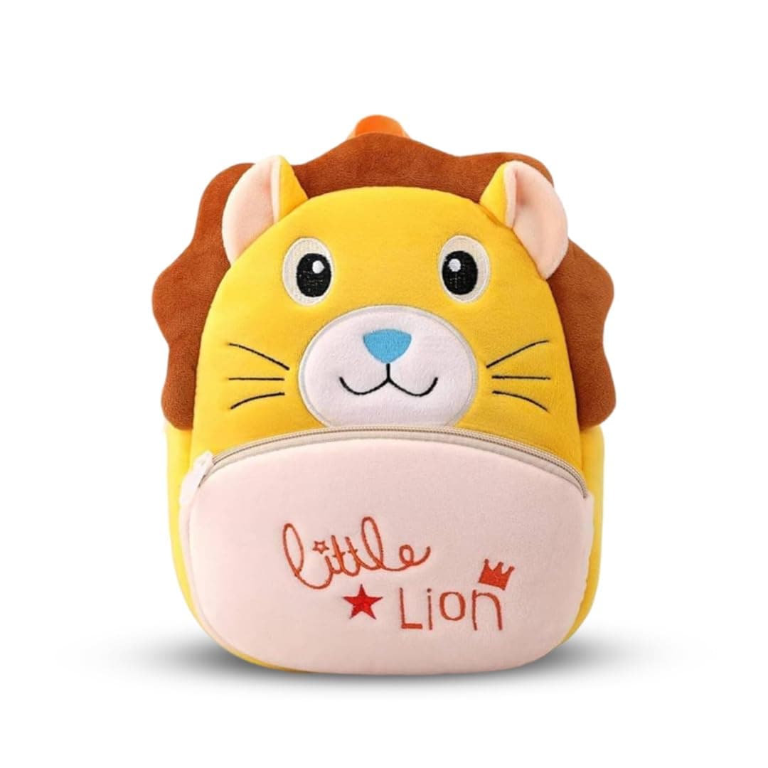 Amazon Brand - Solimo Velvet Toddler Backpack For Girls And Boys 2-6, Preschool Kindergarten Backpack, Cute Kids Backpacks, Lion Backpacks For Kids (10L_Multi Colour)