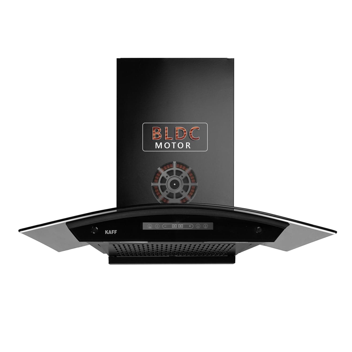 KAFF KEC 90A-DC 90cm 1400m³/hr BLDC Autoclean Curved Shape Chimney | Real Time Display I 9-Speed | Touch & Gesture Control | 9 Speed | 2 Yrs Comprehensive Warranty, Lifetime on Motor*