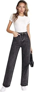 KOTTY Women's High Waist Straight Fit Cotton Blend Denim Jeans|Comfortable Regular Length Casual Jeans for Women