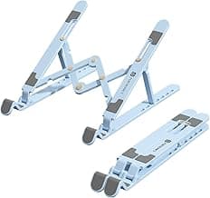 Portronics My Buddy K Lite Foldable Laptop Stand with Adjustable Heights, Anti-Slip Silicone Pads, Collapsible Design, 5 kg Max Weight, ABS Build, Portable & Lightweight Holder Riser(Blue)