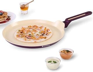 Wonderchef Bellagio Dosa Tawa | 28 cm | Non-Stick Ceramic Coating | Non-Toxic | Pure Aluminium | PFAS and PFOA Free | 3mm Thickness | Two-Tone Soft-Touch Handle | Firm Grip | 2 Years Warranty