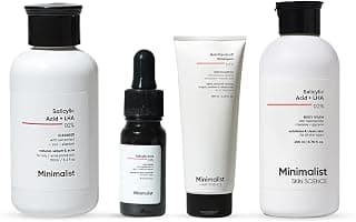 Minimalist Salicylic Acid Complete Care Kit Mini | 2% BHA Face Serum, Anti Dandruff Shampoo, Oil Control Scalp Shampoo & Salicylic Acid Body Wash | Acne, Dandruff & Oily Skin Treatment Combo