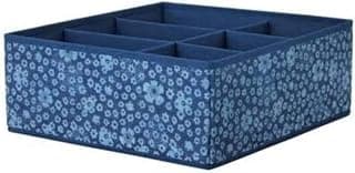 Ikea STORSTABBE Storage Box with Compartments, Blue and White Floral Pattern, 37x40x15 cm