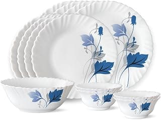 Larah by BOROSIL Fluted Series Ageria Opalware Dinner Set | 13 Piece for Family of 4 | Microwave & Dishwasher Safe | Bone-Ash Free | Crockery Set for Dining & Gifting | Plates & Bowls | White