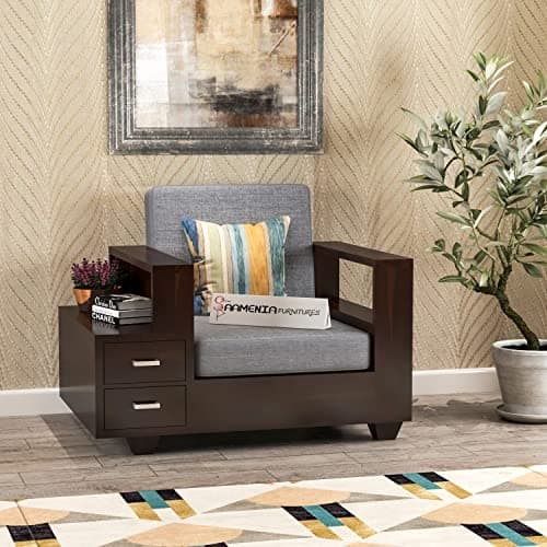 Mamta Furniture Sofa Set 3 (Walnut Finish, 1 Seater Sofa, Sofa with Drawer)