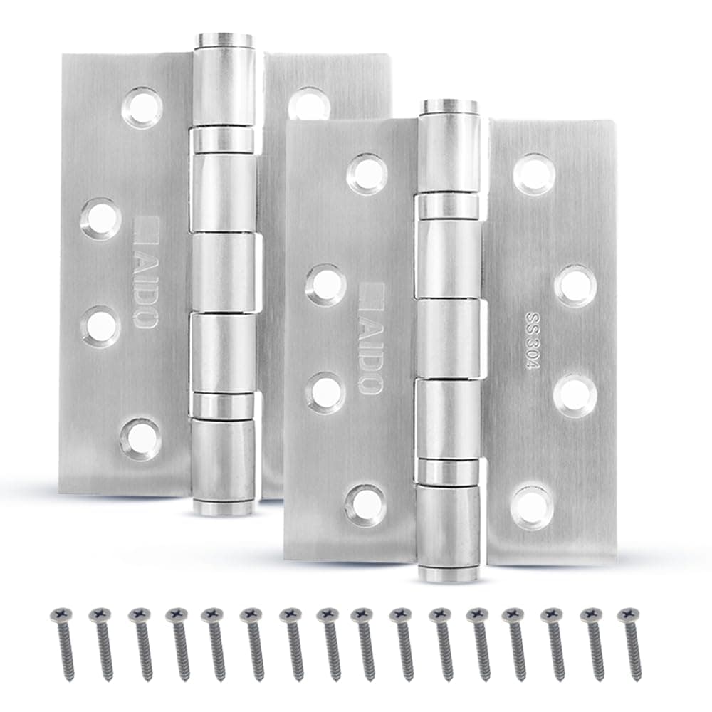 AIDO by dormakaba Group SS 304 Heavy Duty Ball Bearing Door Hinges 4 x 3 Inch (3 mm, 12 Gauge) | Stainless Steel Butt Hinges for Wooden Doors | Pack of 2